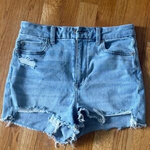 American Eagle Curvy Hi-rise Shortie Light Blue Jean Shorts